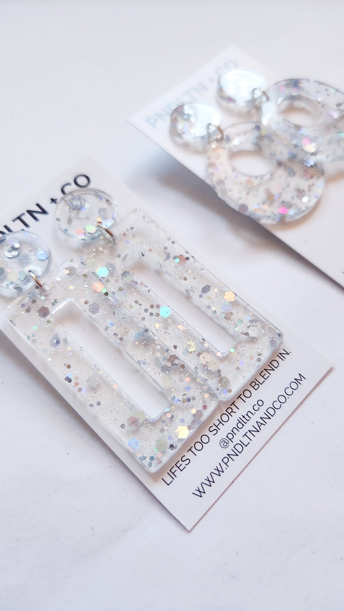 Silver Disco Confetti Earrings Biodegradable Resin